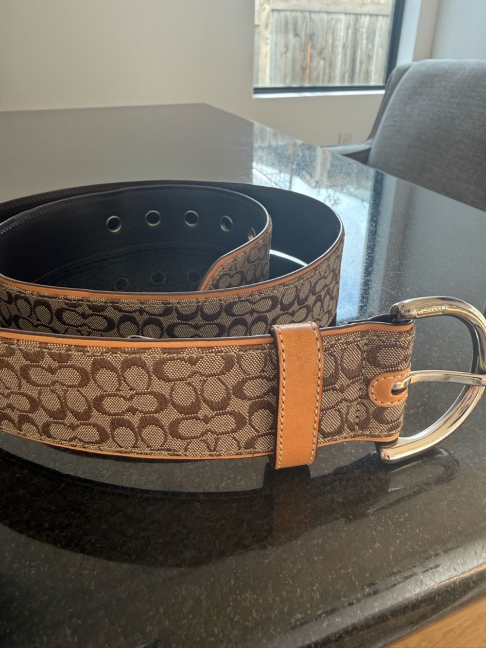Coach Signature Canvas Belt in Brown/Tan